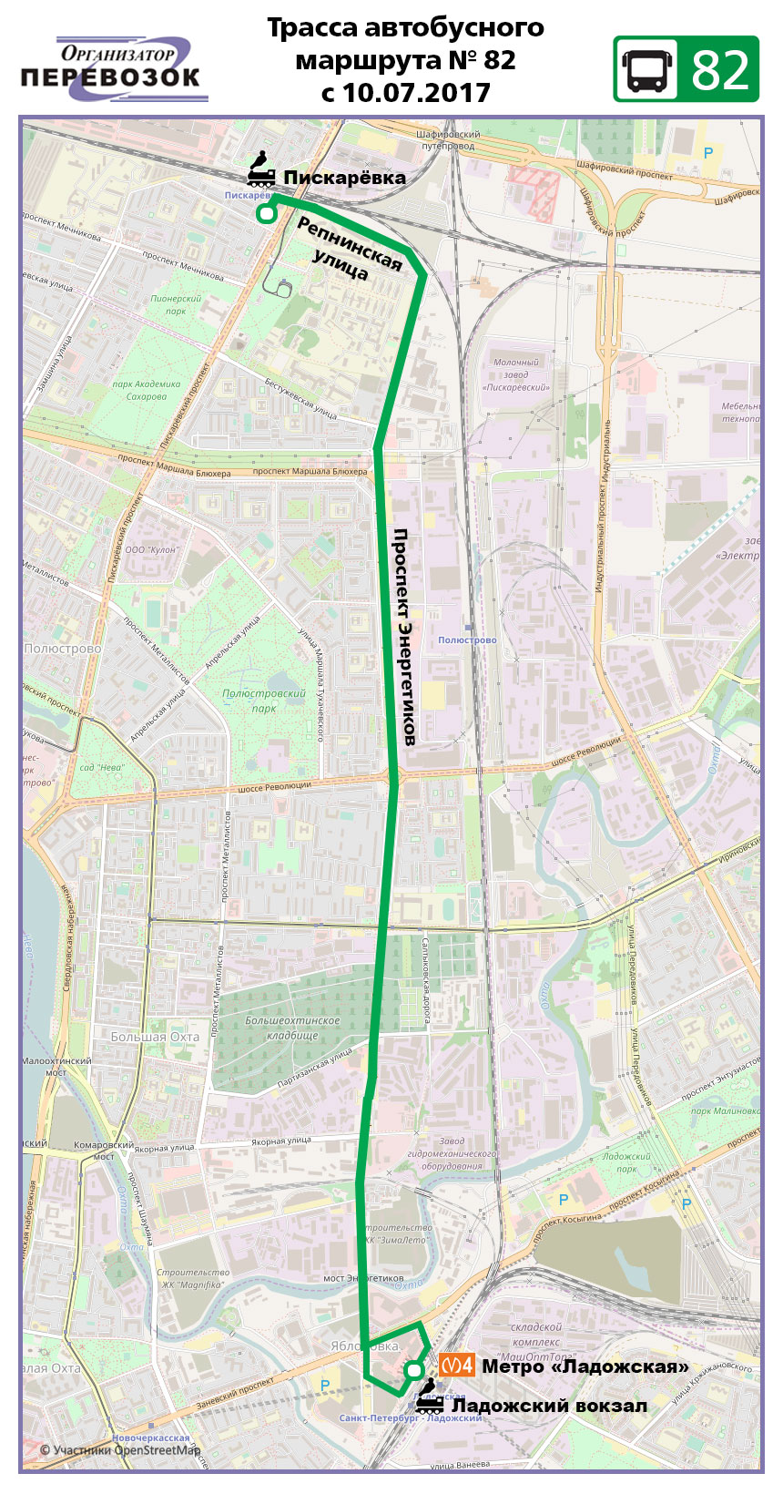 С 10.07.2017 изменится маршрут автобуса № 82 (+ схема) | СПб ГКУ  