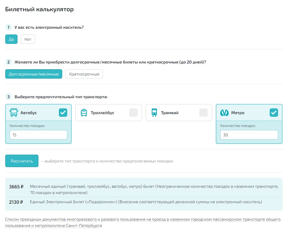 Билетный калькулятор: незаменимый помощник в выборе самого выгодного  проездного билета | СПб ГКУ 